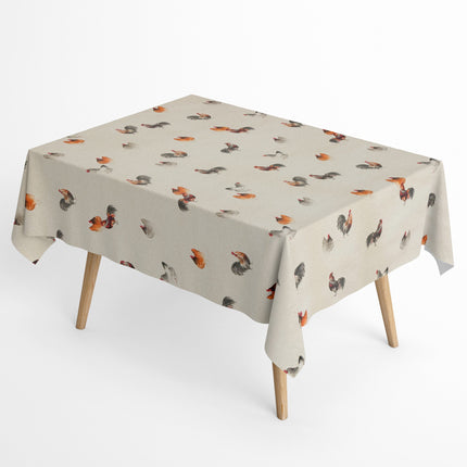 Jacquard Tischdecke beschichtete Baumwolle DP545 Hühner Henne Hahn eckig rund oval
