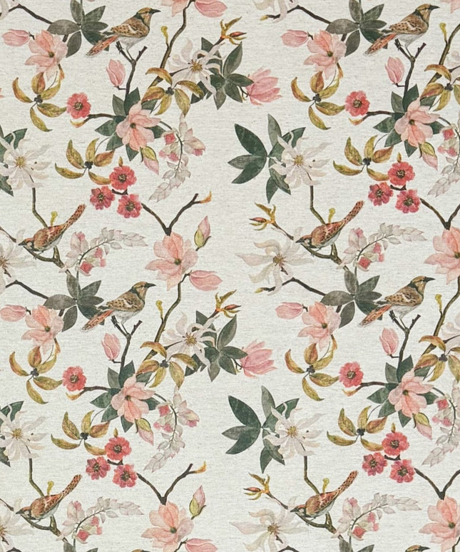 Jacquard Tischdecke beschichtete Baumwolle DP546 Magnolienblüten Vögel eckig rund oval