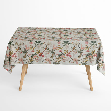 Jacquard Tischdecke beschichtete Baumwolle DP546 Magnolienblüten Vögel eckig rund oval