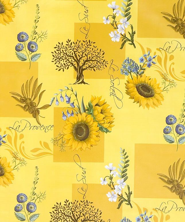 Wachstuch Tischdecke Sonnenblumen auf gelb