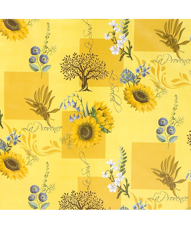 Wachstuch Tischdecke Sonnenblumen auf gelb