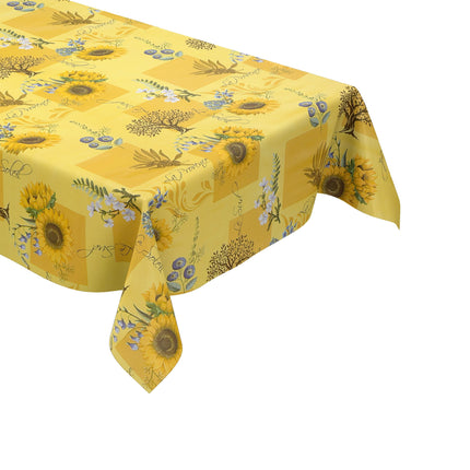 Wachstuch Tischdecke Sonnenblumen auf gelb