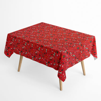 beschichtete Baumwolle Tischdecke Nussknacker Erzgebirge rot