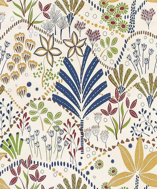 Wachstuch Tischdecke Bunte Blumenvielfalt im modernen Patchwork-Stil
