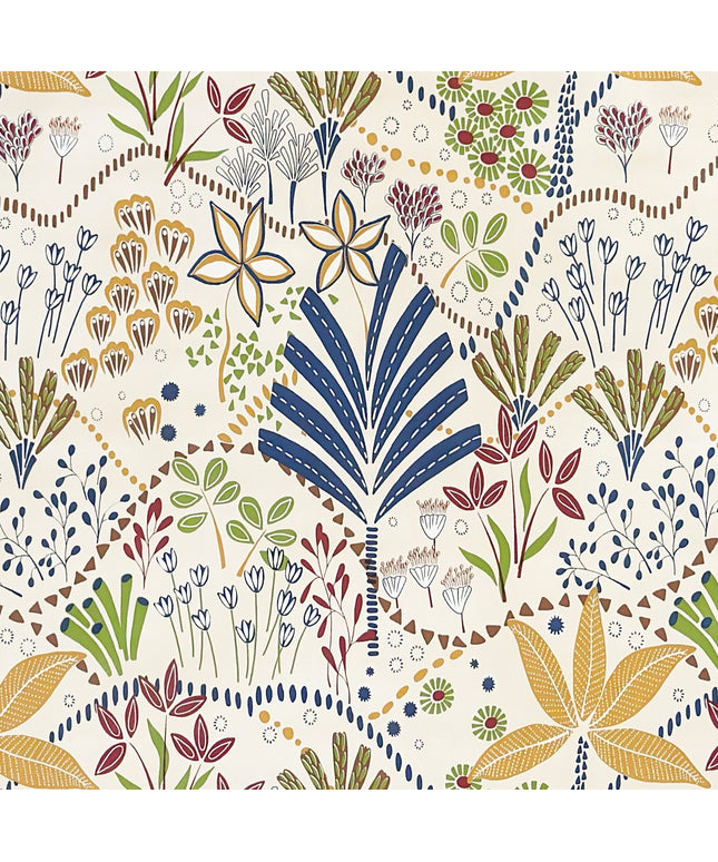 Wachstuch Tischdecke Bunte Blumenvielfalt im modernen Patchwork-Stil