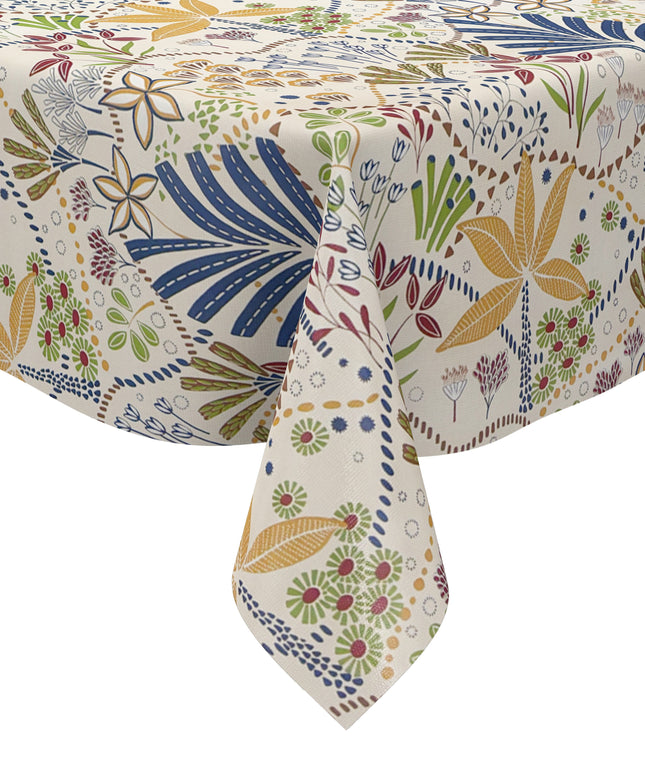 Wachstuch Tischdecke Bunte Blumenvielfalt im modernen Patchwork-Stil