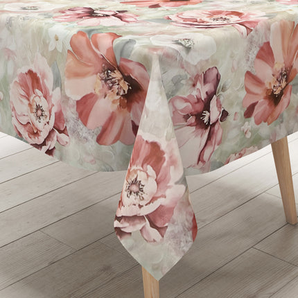 Wachstuch Tischdecke EG60 mintgrün Malve Mohnblume eckig rund oval