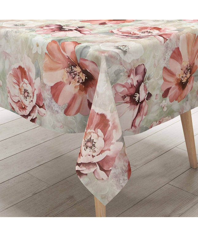 Wachstuch Tischdecke EG60 mintgrün Malve Mohnblume eckig rund oval