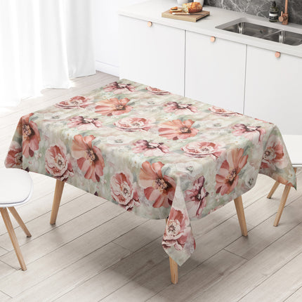 Wachstuch Tischdecke EG60 mintgrün Malve Mohnblume eckig rund oval