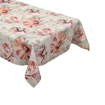 Wachstuch Tischdecke EG60 mintgrün Malve Mohnblume eckig rund oval