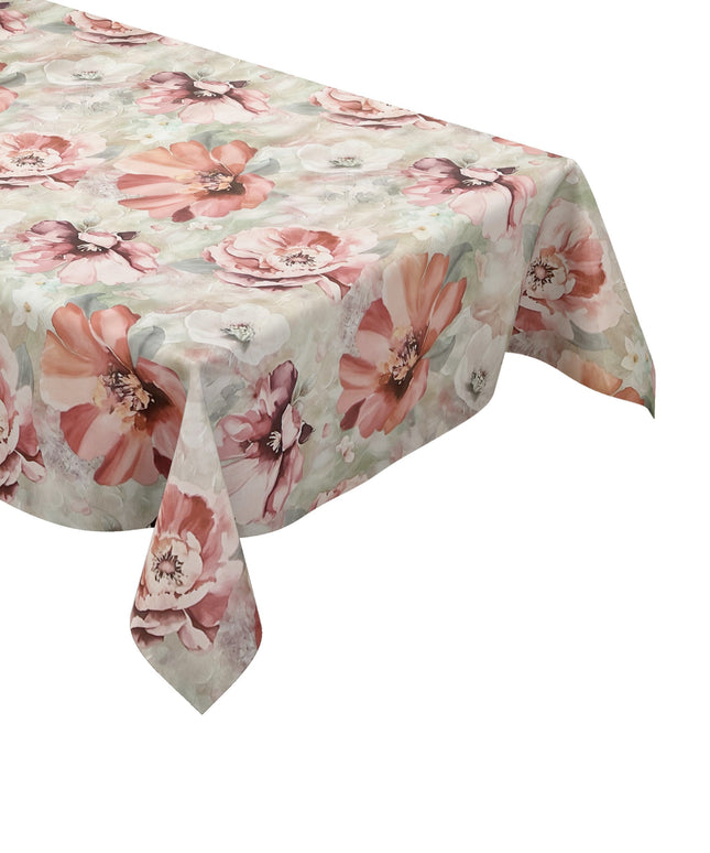 Wachstuch Tischdecke EG60 mintgrün Malve Mohnblume eckig rund oval