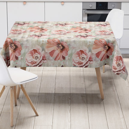 Wachstuch Tischdecke EG60 mintgrün Malve Mohnblume eckig rund oval