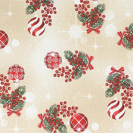 Tischdecke beschichtete Baumwolle beige Weihnachten
