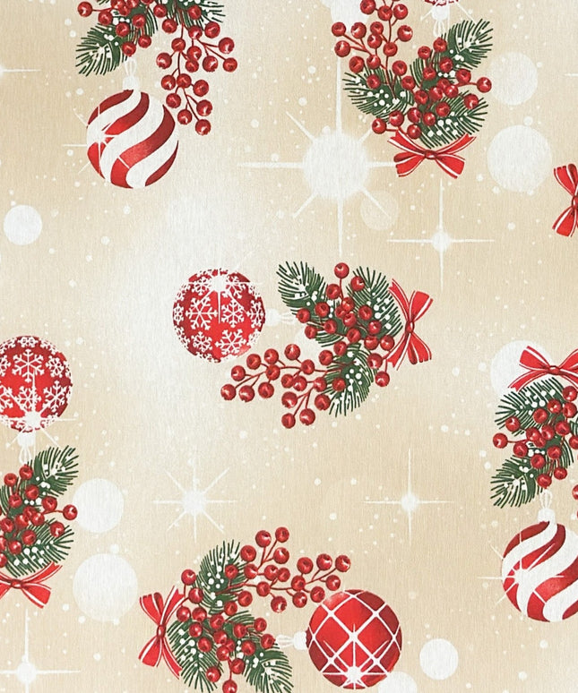 Tischdecke beschichtete Baumwolle beige Weihnachten