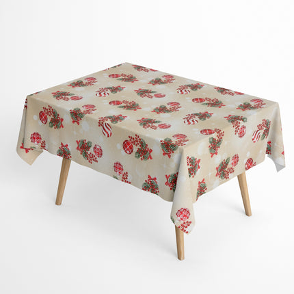Tischdecke beschichtete Baumwolle beige Weihnachten