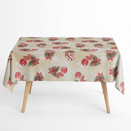 Tischdecke beschichtete Baumwolle beige Weihnachten