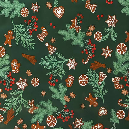 Wachstuch Tischdecke eihnachten tannengrün Lebkuchen