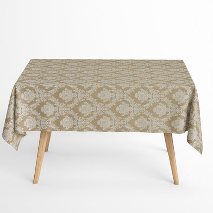 Textile Tischdecke Baumwolle Weihnachten beige Ornamente