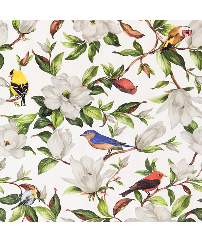 Wachstuch Tischdecke mit Meise Eisvogel und Blüten Vögeln