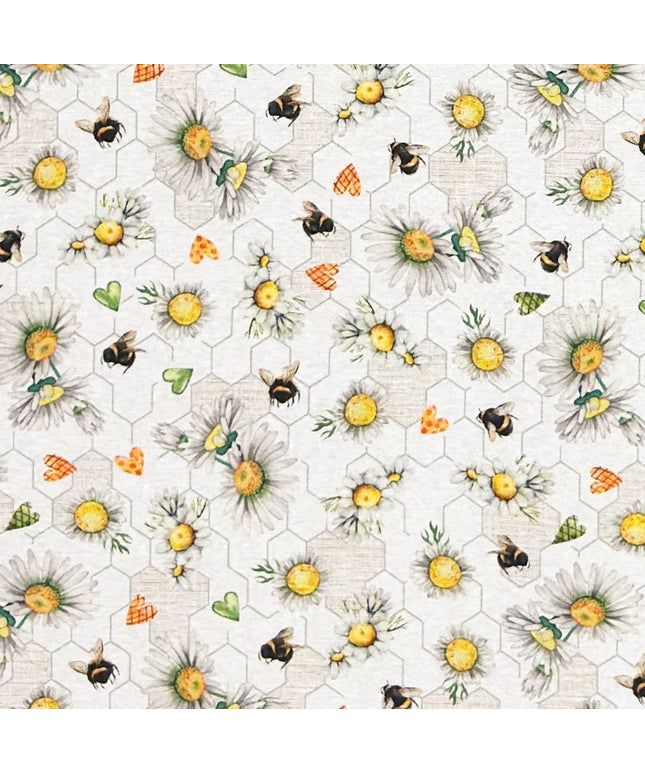 Tischdecke aus beschichteter Baumwolle Bienen und Blüten