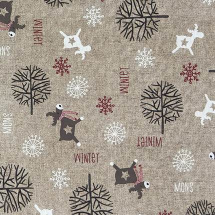 Tischdecke beschichtete Baumwolle Skandinavien Rentier Winter
