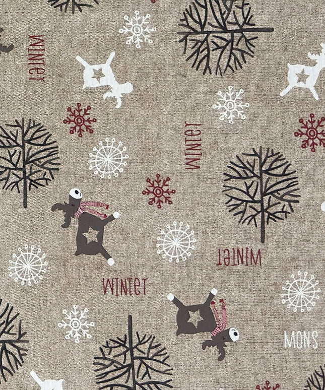 Tischdecke beschichtete Baumwolle Skandinavien Rentier Winter
