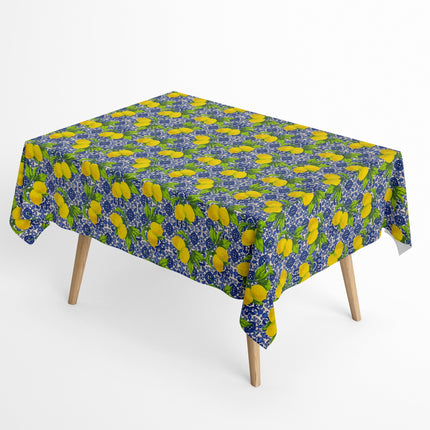 Baumwoll Tischdecke Zitronen Mosaik