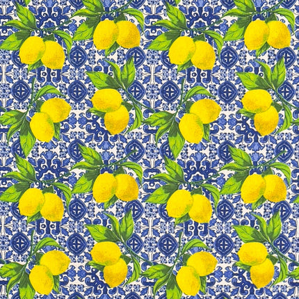 Baumwoll Tischdecke Zitronen Mosaik