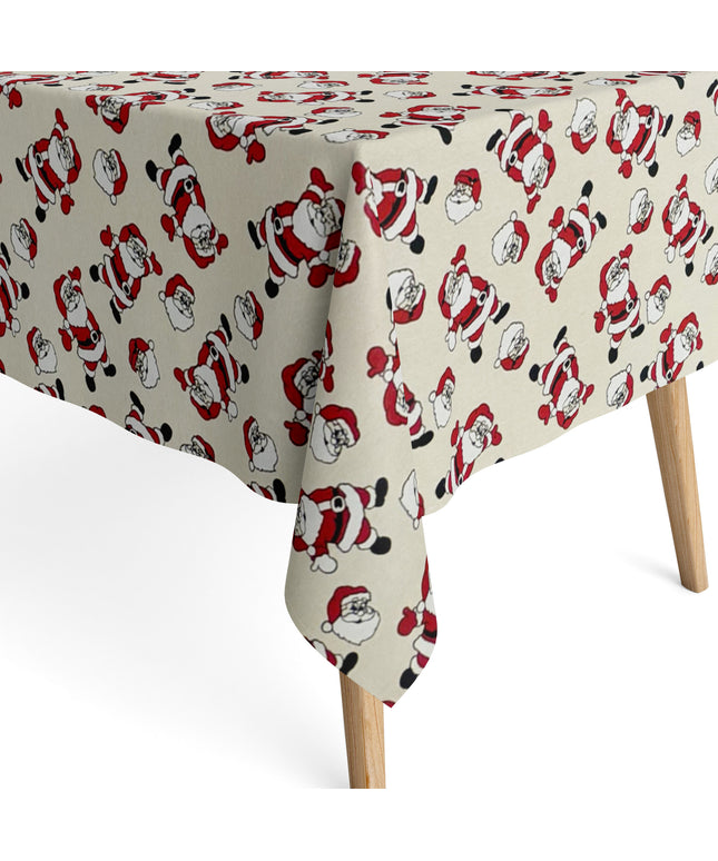 Baumwoll Tischdecke Weihnachtsmann beige