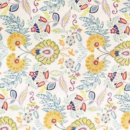 Jacquard Tischdecke aus beschichteter Baumwolle mit Fleckenschutz GORIEL1 gelb blau Blumen und Blüten eckig rund oval
