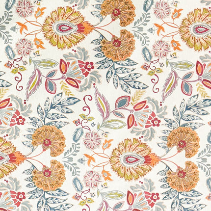 Jacquard Tischdecke aus beschichteter Baumwolle mit Fleckenschutz GORIEL2 orange blau Blumen und Blüten eckig rund oval