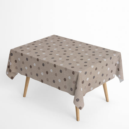 Baumwoll Tischdecke Punkte auf beige