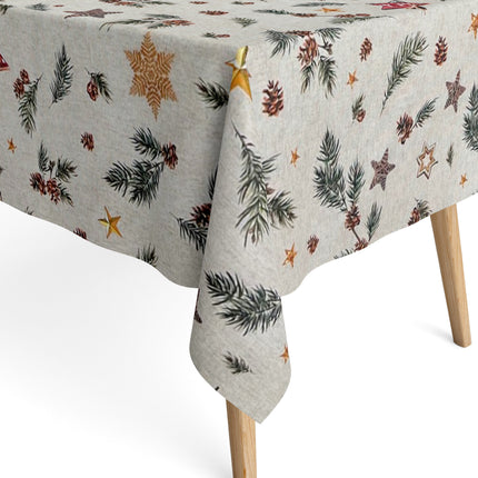 textile Tischdecke Jacquard beschichtete Baumwolle Weihnachten HOGUI 60359 eckig rund oval