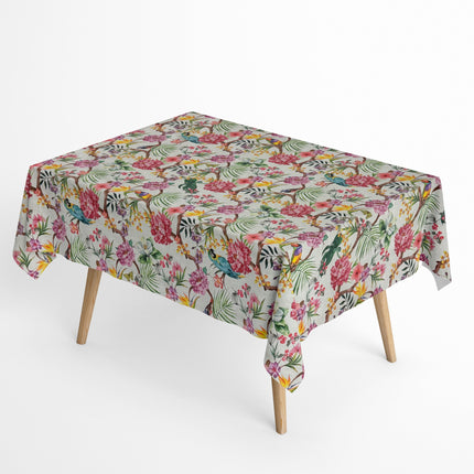 Baumwoll Tischdecke Dschungel Papagei Hibiskus