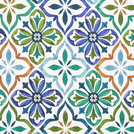 Jacquard Tischdecke aus beschichteter Baumwolle Mosaik türkis