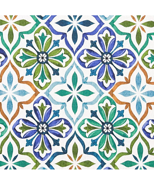 Jacquard Tischdecke aus beschichteter Baumwolle Mosaik türkis
