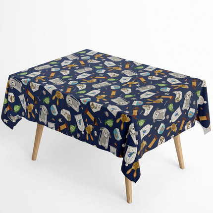 Jacquard Tischdecke aus beschichteter Baumwolle mit Fleckenschutz JQ1416 dunkelblau Tiere Katzen Hunde - Größe und Form frei wählbar