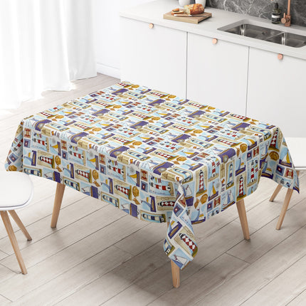 Wachstuch Tischdecke K-BE4201 Muschel Sand Seestern maritim eckig rund oval