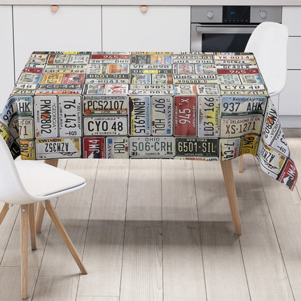 Wachstuch Tischdecke K-BE4211 Kennzeichen USA Werkstatt eckig rund oval