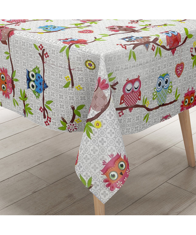 Wachstuch Tischdecke K-BE4213 bunte Eulen Uhu eckig rund oval
