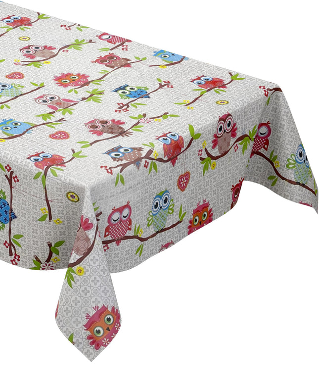 Wachstuch Tischdecke K-BE4213 bunte Eulen Uhu eckig rund oval
