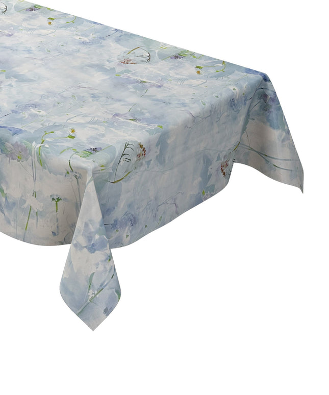 Wachstuchtischdecke hellblau Blumen