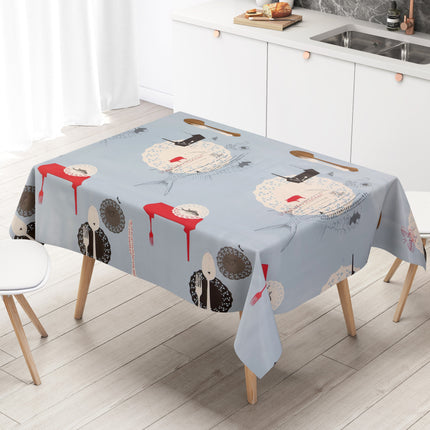 Wachstuch Tischdecke maritim Fische hellblau Küchenmotiv
