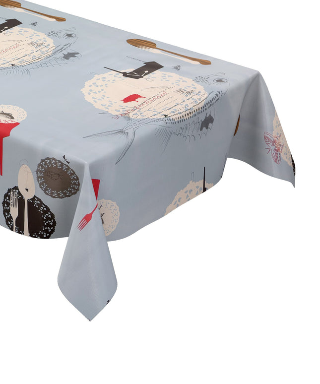 Wachstuch Tischdecke maritim Fische hellblau Küchenmotiv