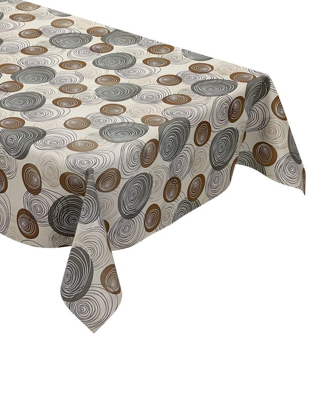 Wachstuch Tischdecke Linien Kreise beige