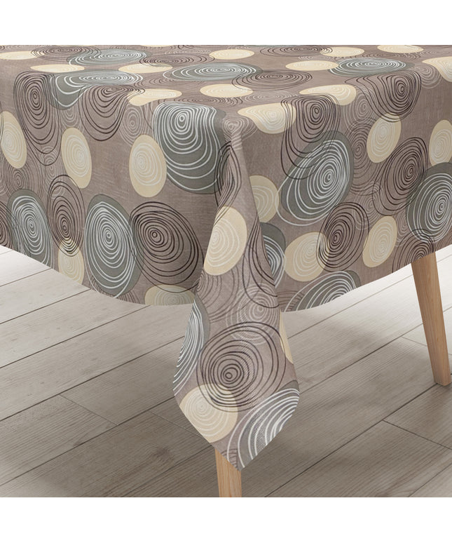 Wachstuch Tischdecke Kreise braun