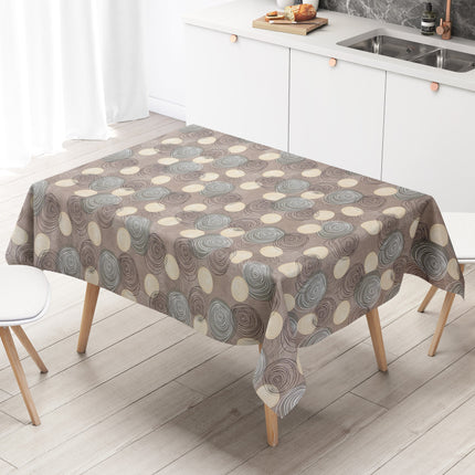 Wachstuch Tischdecke Kreise braun