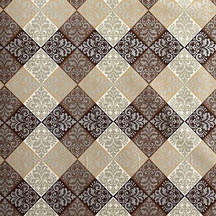 Wachstuch Tischdecke K107A modern Ornamente Quadrate beige braun eckig rund oval