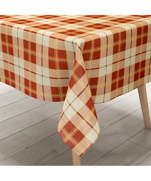 Wachstuch Tischdecke kariert rot beige