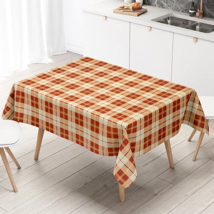 Wachstuch Tischdecke kariert rot beige
